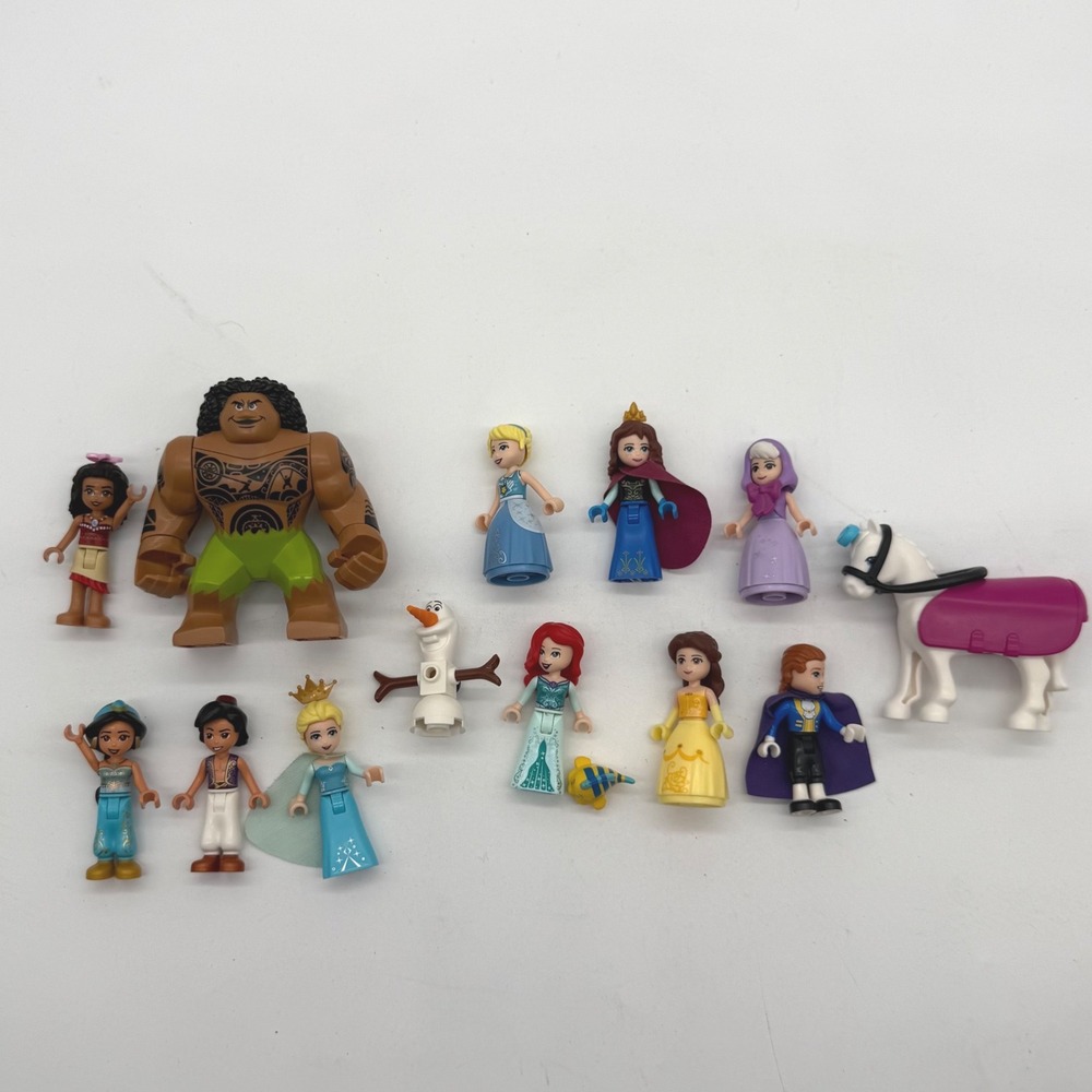 LEGO Disney Princess Minidoll Lot Maui Bigfig Moana Elsa Anna Jasmine Ariel